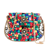 Mint & Red Mosaic Clutch - Trueque Market