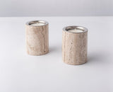 Nickeled Brass Marble Gova Candle Holders - Trueque Market