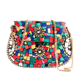 Mint & Red Mosaic Clutch - Trueque Market