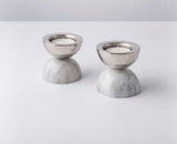 Nickeled Brass Black Balance Candle Holders - Trueque Market