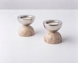 Nickeled Brass Black Balance Candle Holders - Trueque Market