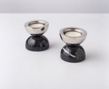 Nickeled Brass Black Balance Candle Holders - Trueque Market