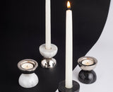 Nickeled Brass Black Balance Candle Holders - Trueque Market