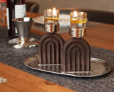 Nickeled Brass Walnut Candleholders - Trueque Market